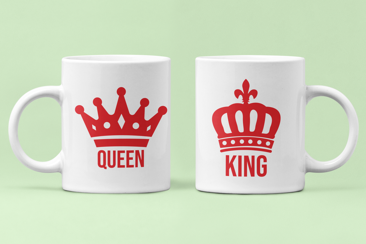 Чашки парные "King Queen" короны для влюбленных 330 мл Белый (ВЛ69Ч)