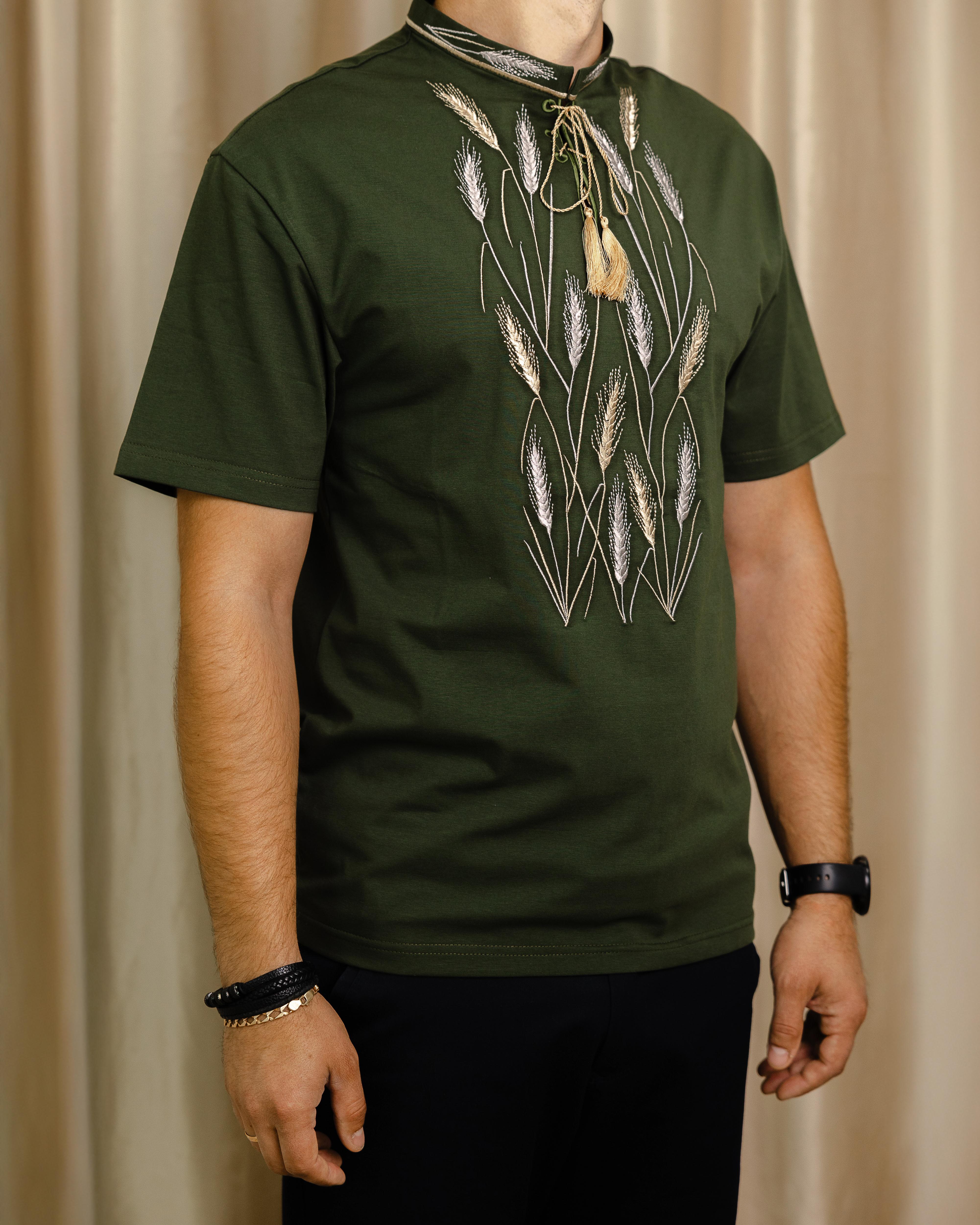 Футболка-вышиванка мужская Хлебное поле 3XL Хаки (0002152-XXXL)