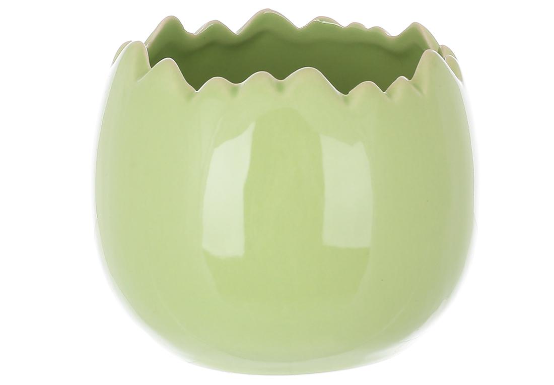 Кашпо порцелянове BonaDi у формі яйця d 11x9 см Зелений (495-478) - фото 1 Кашпо порцелянове BonaDi у формі яйця d 11x9 см Зелений (495-478) - фото 1