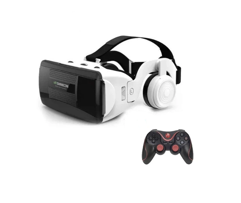 VR-очки Shinecon SC-G06EB Bluetooth с наушниками и джойстиком Terios X3 4.7–7"