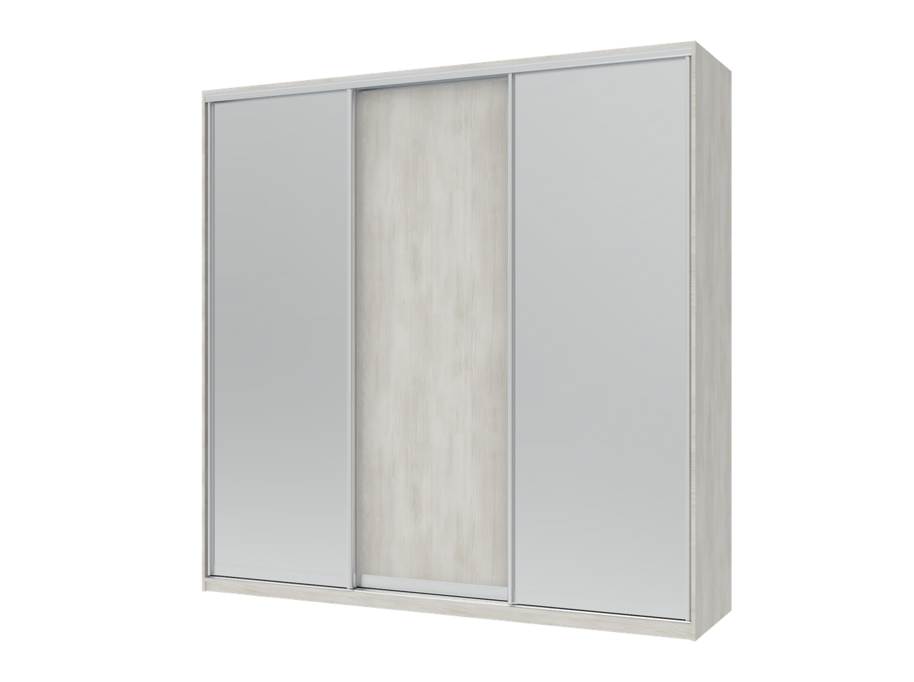 Шкаф-купе Doros Сити Лайт 1 ДСП/2 зеркала 225х60х225 см Белое дерево (DR-10037)