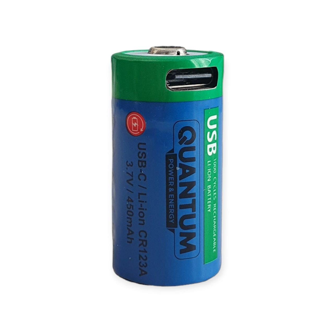 Аккумулятор литий-ионный Quantum USB Li-ion CR123A/3.7V, 550mAh + Type-C кабель 1 шт. (16340) - фото 2