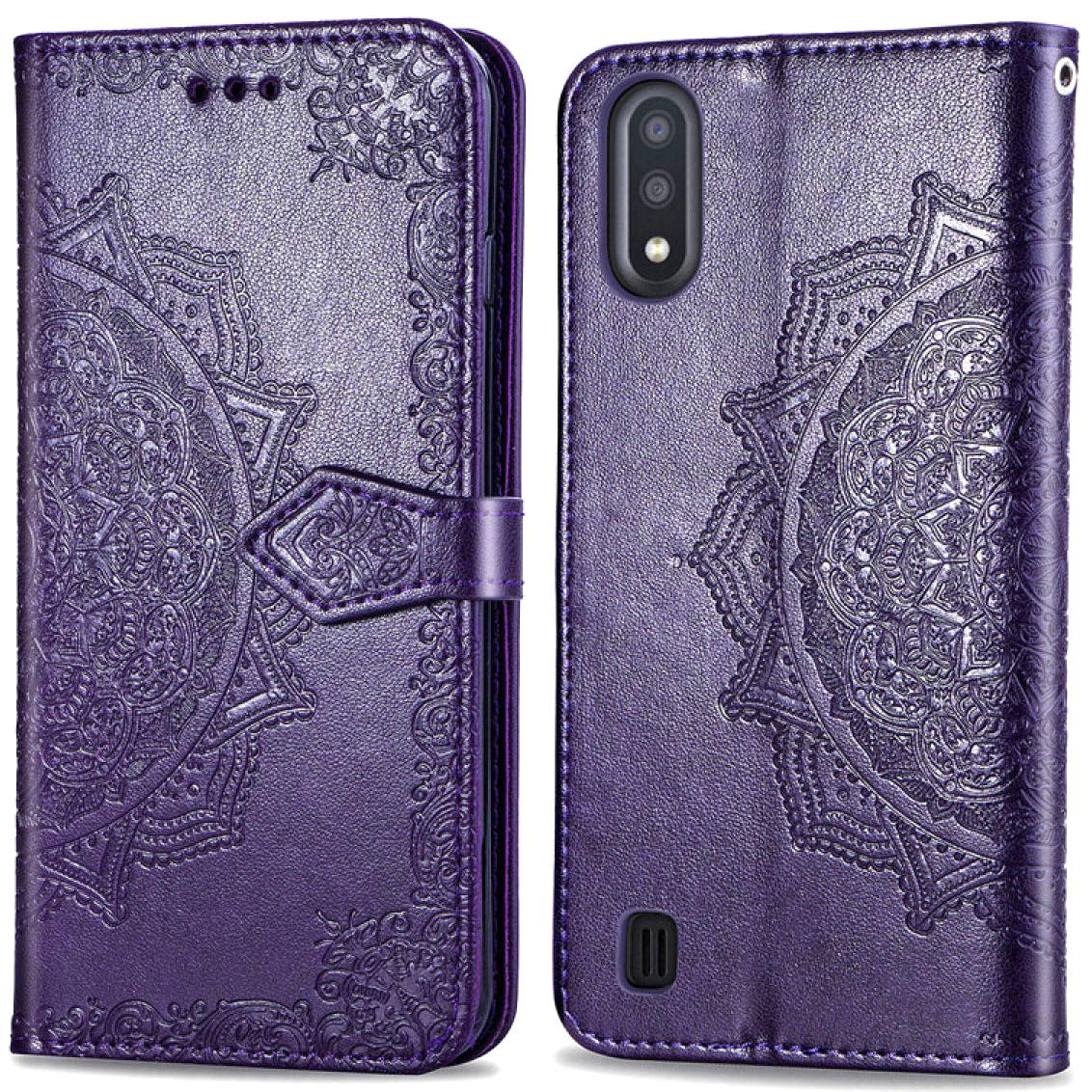 Кожаный чехол (книжка) Art Case с визитницей для Samsung Galaxy A01 Фиолетовый - фото 3