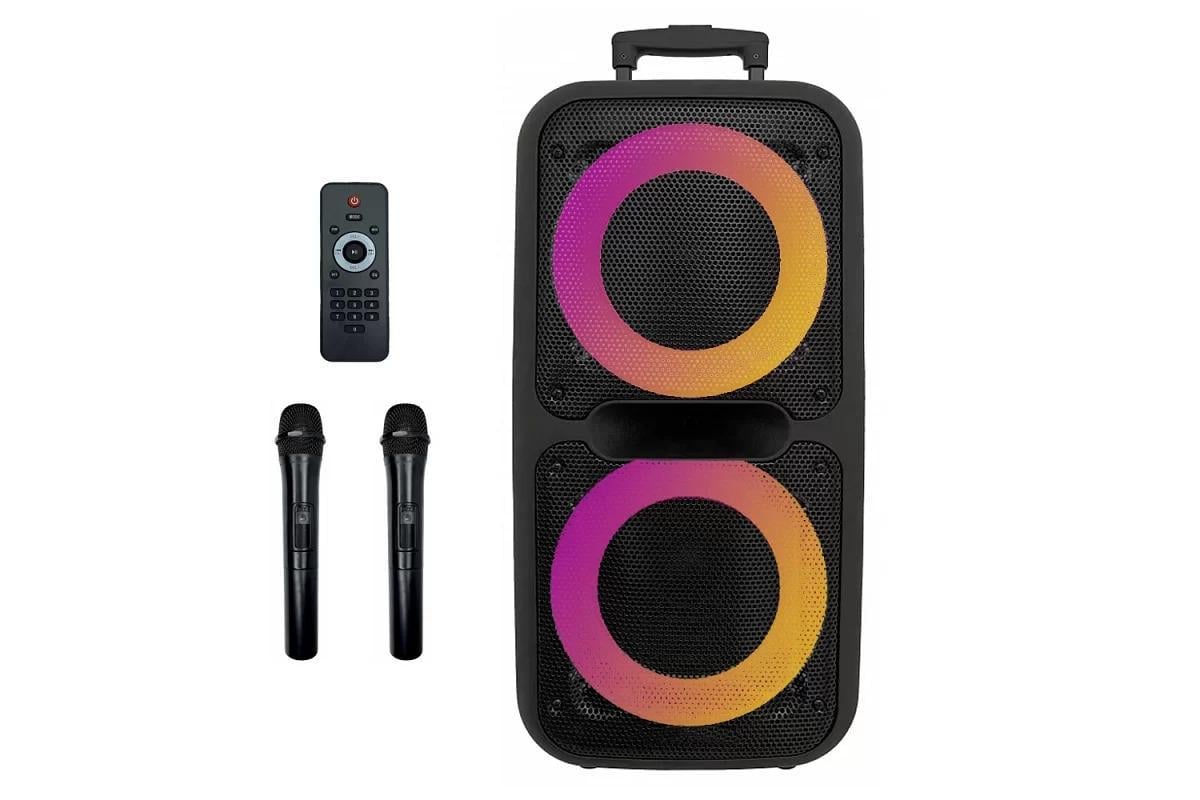 Акустична система XPRO ZXX-7575 акумуляторна 180 Вт USB/SD/FM радіо/Bluetooth/2 радіомікрофона/ДК Чорний (ZXX-7575)