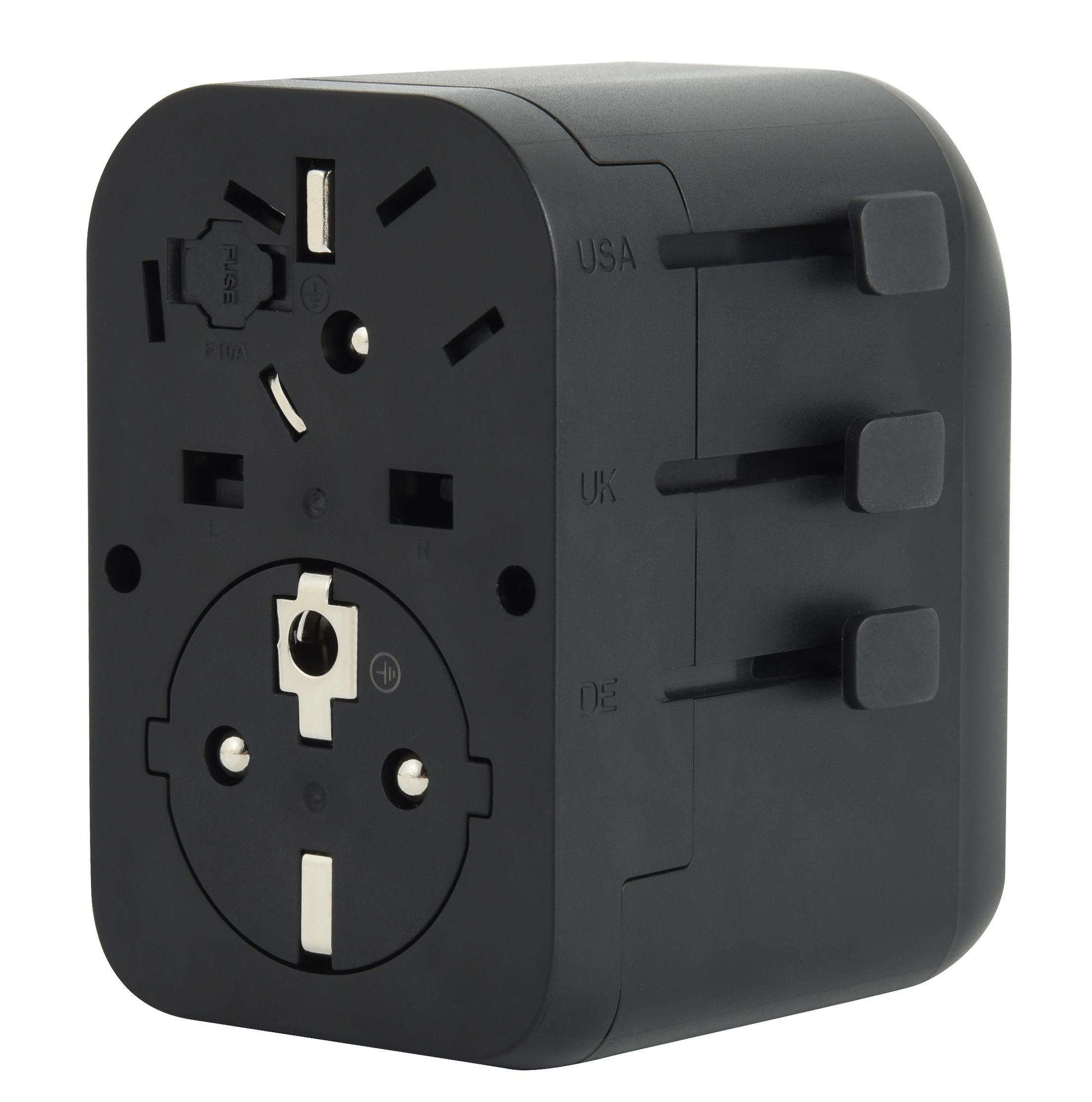 Адаптер подорожній Electraline 16A 2хUSB-C PD 20 Вт /1хUSB-A 18 Вт Чорний - фото 3 Адаптер подорожній Electraline 16A 2хUSB-C PD 20 Вт /1хUSB-A 18 Вт Чорний - фото 3