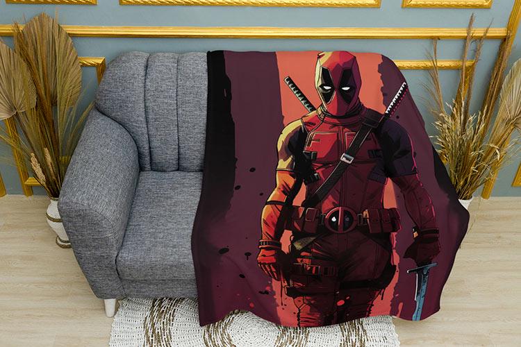 Плед Deadpool with a sword Art Comic Marvel плюш однослойный 135х150 см (113409)