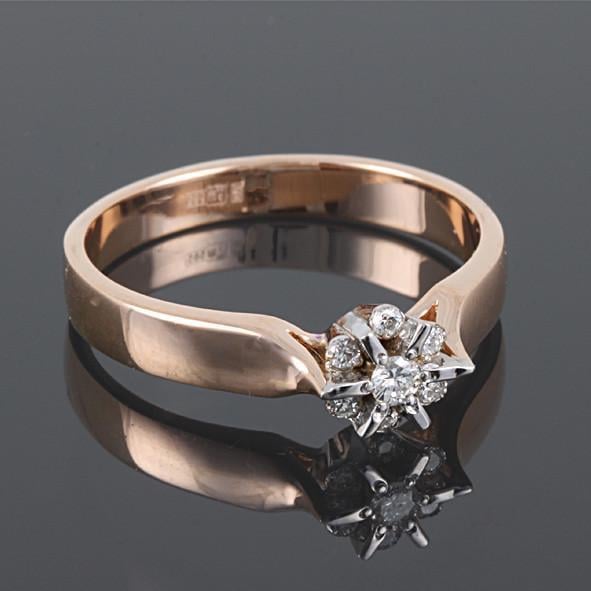 Кільце з червоного та білого золота з діамантами (1625281982)