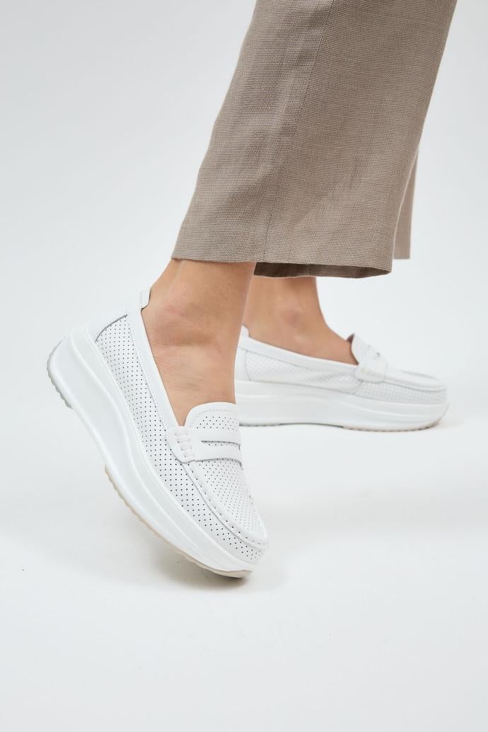 Мокасини жіночі LONZA шкіряні р. 42 Білий (198397) - фото 3