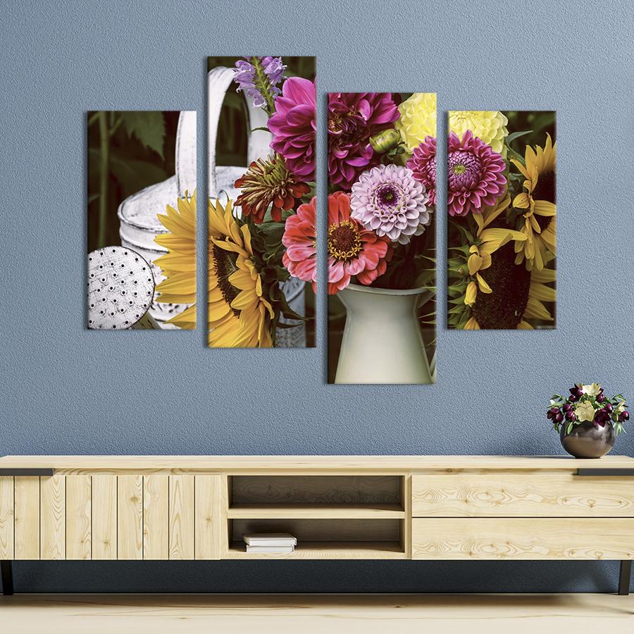 Картина на холсте Красивые садовые цветы в вазе 129x90 см (837-42)