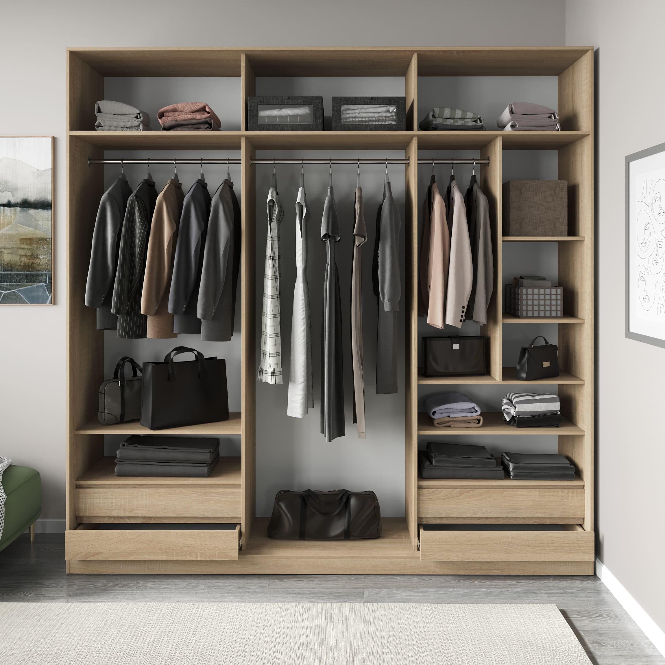 Шкаф гардеробный с ящиками/полками и штангами Дуб Сонома (380554)