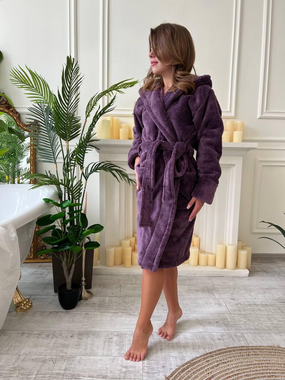 Халат женский махровый на запах S Сиреневый (Д-al-halat-015-2) - фото 7 Халат женский махровый на запах S Сиреневый (Д-al-halat-015-2) - фото 7