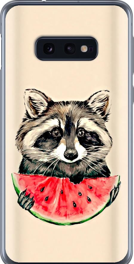 Чехол на Samsung Galaxy S10e Енотик с арбузом (4605u-1646-42517) Чехол на Samsung Galaxy S10e Енотик с арбузом (4605u-1646-42517)