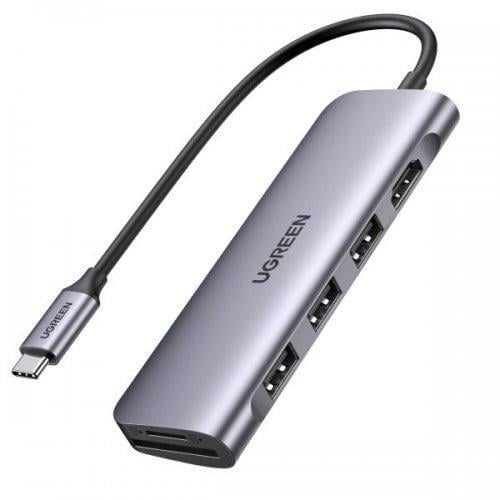 USB-хаб Ugreen CM195 ​​USB Type-C 6 in 1 Space Gray (70410)
