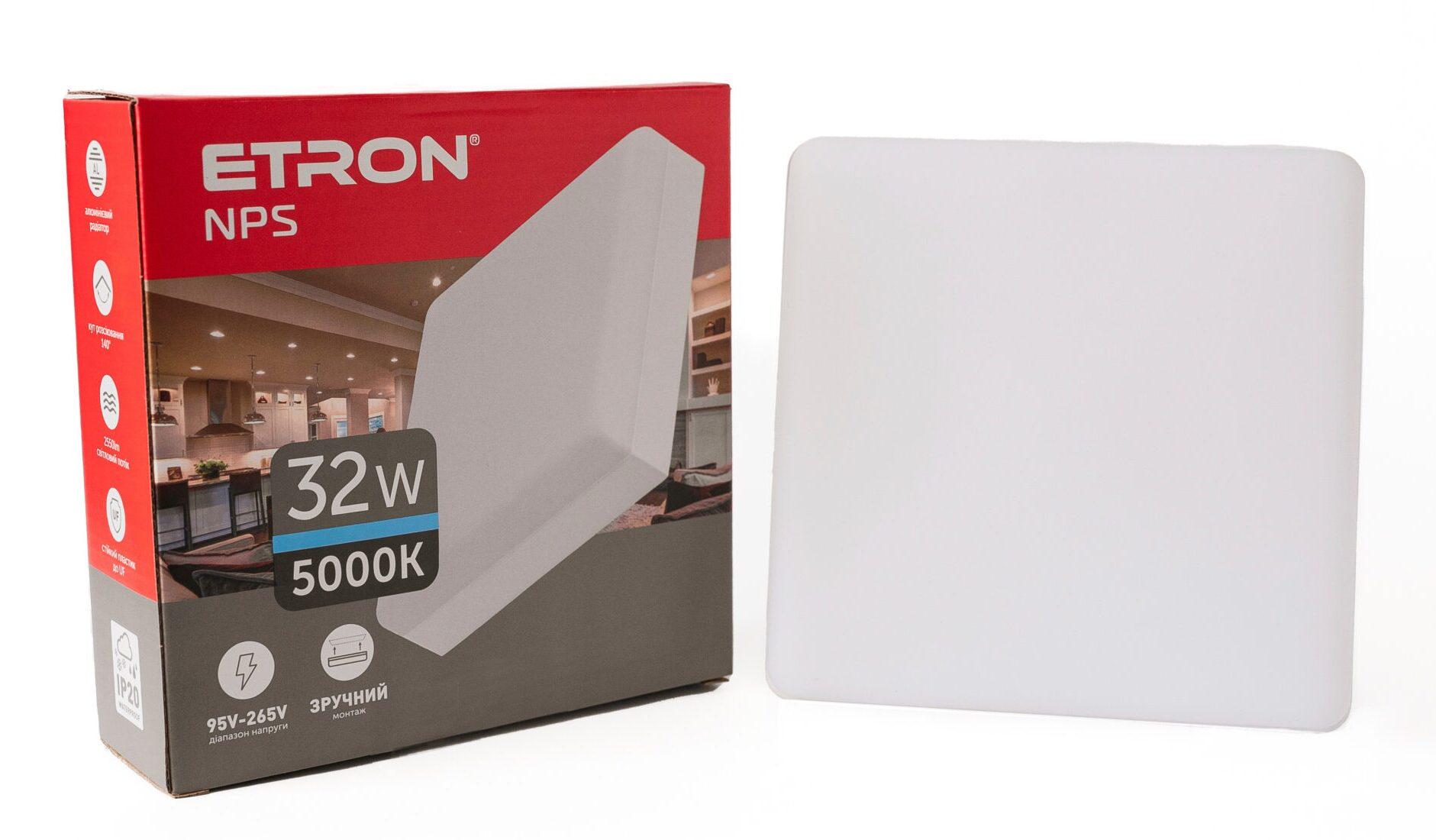 Світлодіодний світильник ETRON NPS 32 Вт 5000 К ІР20 квадрат (21328)