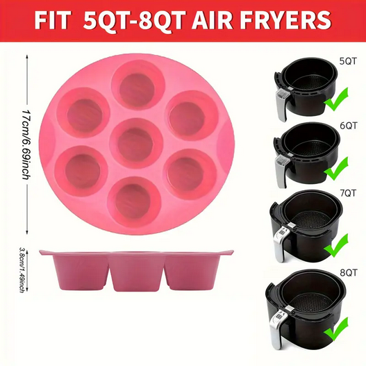 Форма силиконовая для выпечки и закусок в аэрогриле 17 см Розовый (TYQ-212) - фото 2 Форма силиконовая для выпечки и закусок в аэрогриле 17 см Розовый (TYQ-212) - фото 2