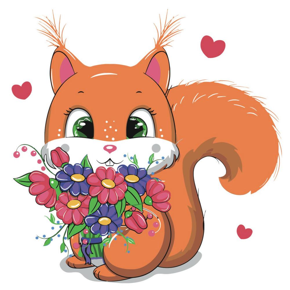 Картина по номерам Strateg Белочка 30x30 см (ES079)