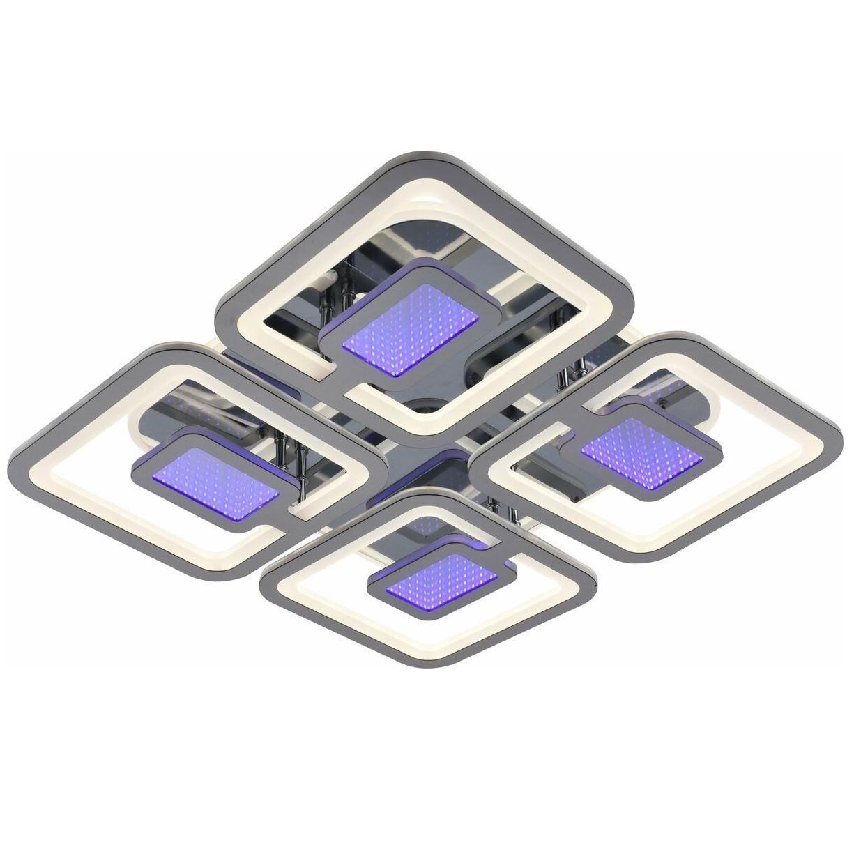 Люстра светодиодная Sirius на четыре плафона 226W 3000-6500К Хром (LI8893/4A CR BL+YL 178W+48W)