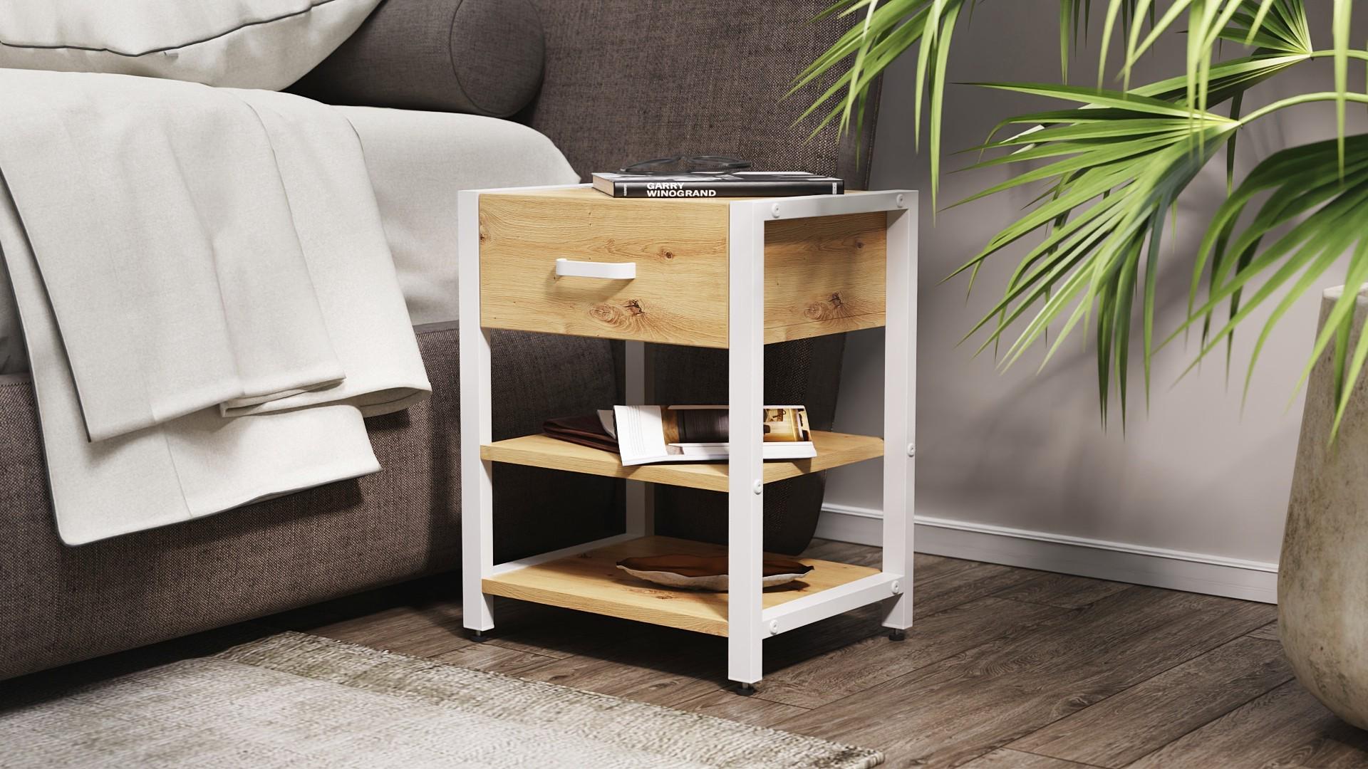 Тумба универсальная Ferrum-decor Вивьен 1/2 ДСП 16 мм 50x41x40 см Белый/Дуб Артизан (FRD-104129)
