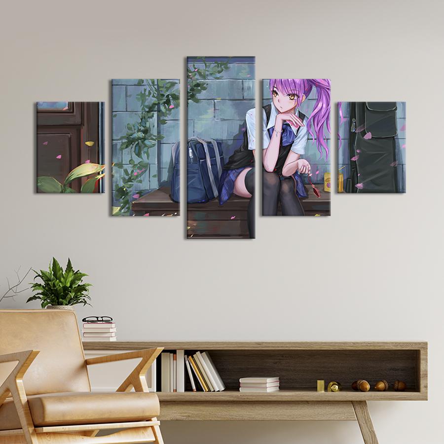 Картина на холсте Девушка с рюкзаком в стиле аниме 187x94 см (1466-52)