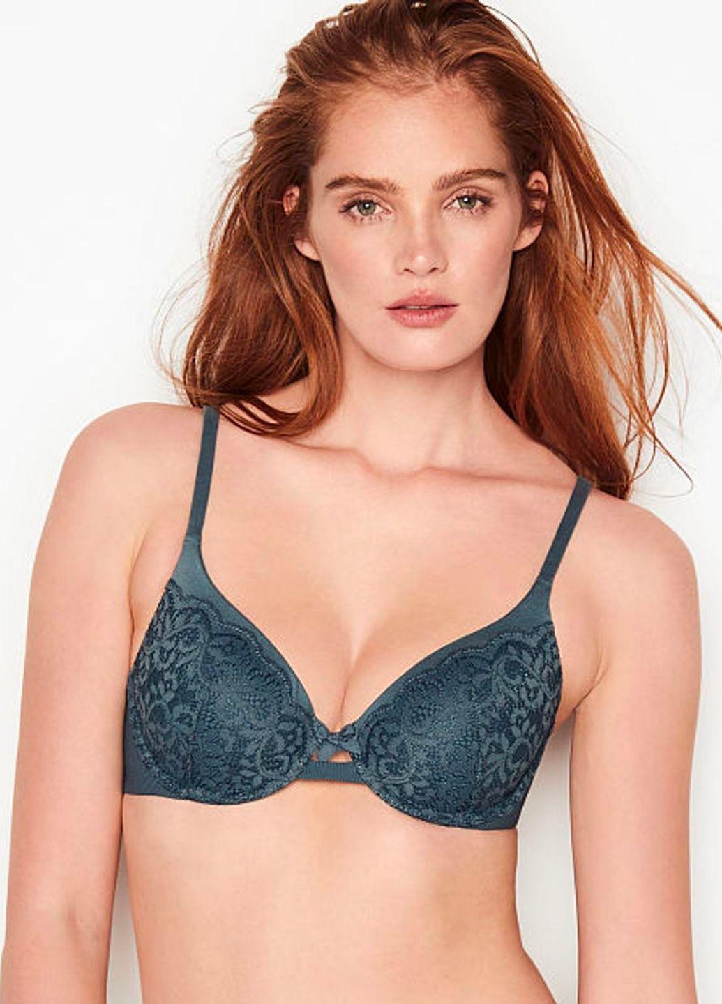 Бюстгальтер Victoria's Secret 075 з пуш-апом і мереживом 70E Синій (А-328 32DD)