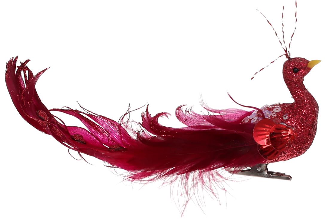 Декоративний Павич на кліпсі BonaDi Малиновий (155-523)