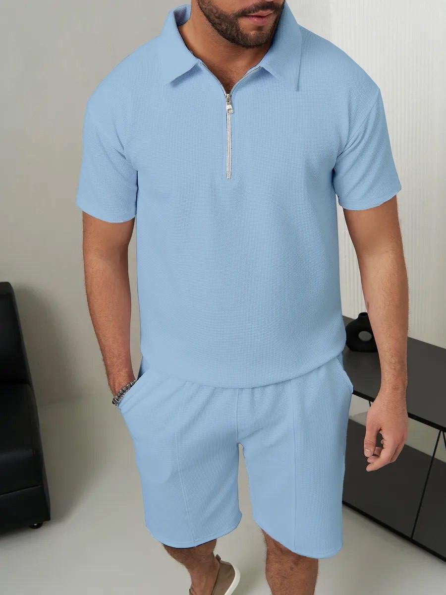 Комплект футболки и шорты из вафельного полотна L Голубой (2657793787) - фото 2 Комплект футболки и шорты из вафельного полотна L Голубой (2657793787) - фото 2