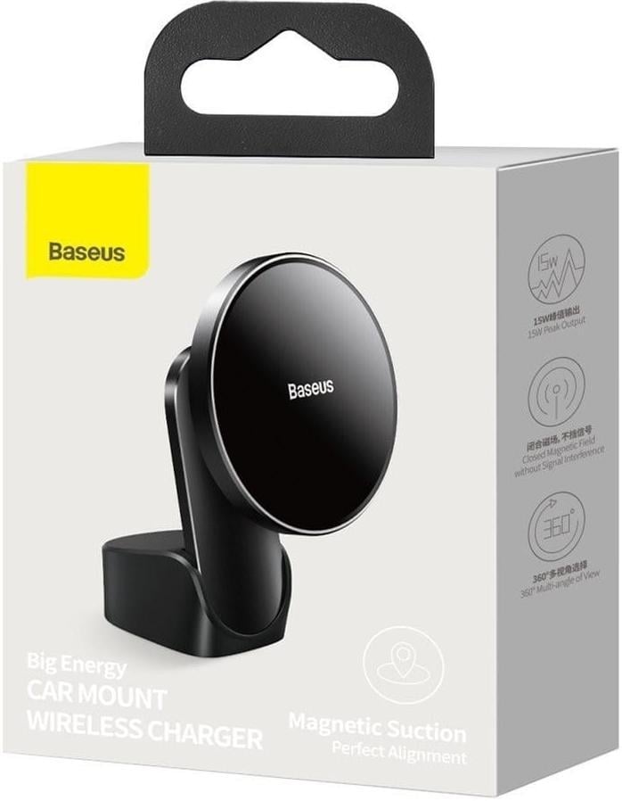 Держатель-зарядка Baseus Big Energy Car Mount Wireless Charger беспроводная магнитная для телефона Black (WXJN-01) - фото 3