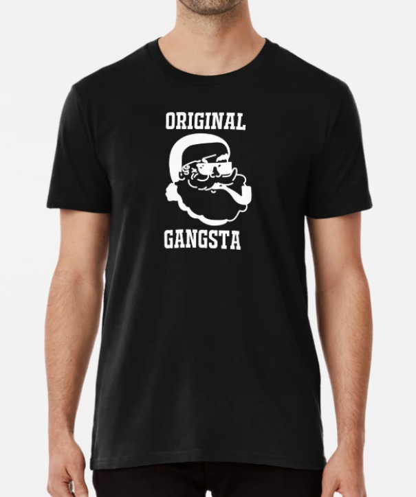 Футболка мужская новогодняя Stedman с принтом Санта Клаус Gangsta S Черный (НГ13-1)