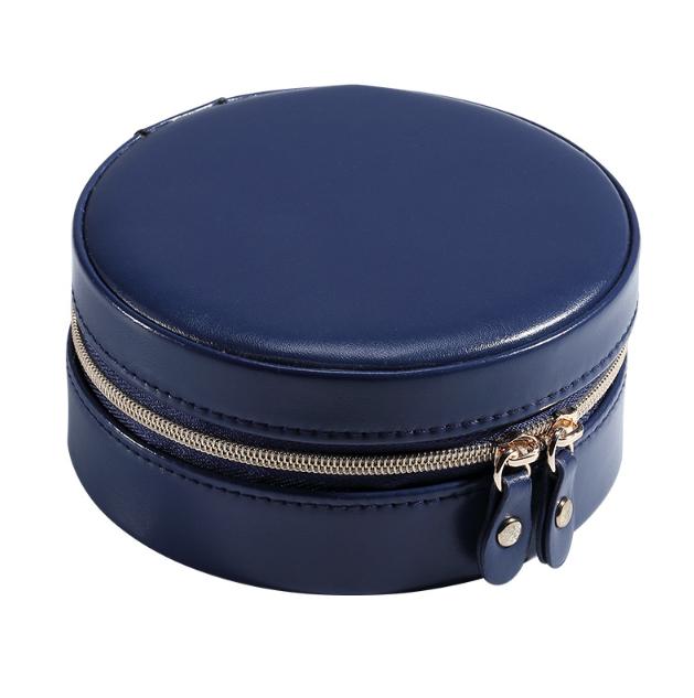 Шкатулка для украшений круглая с зеркальцем на молнии 11х5 см Синий (ШДД-19-1) - фото 5