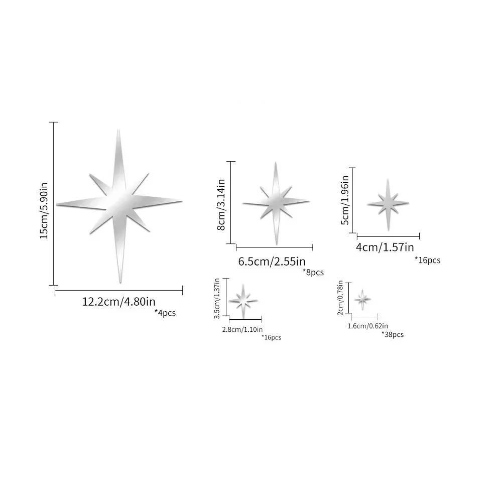 Декоративні наклейки дзеркальні 3D зірки 42 шт. Сріблястий (2394247393) - фото 10
