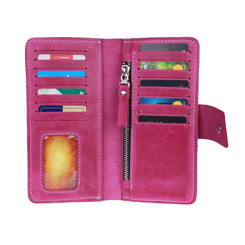 Гаманець FREESKIN шкіряний 19х9,5х1 см Фуксія - фото 2 Гаманець FREESKIN шкіряний 19х9,5х1 см Фуксія - фото 2