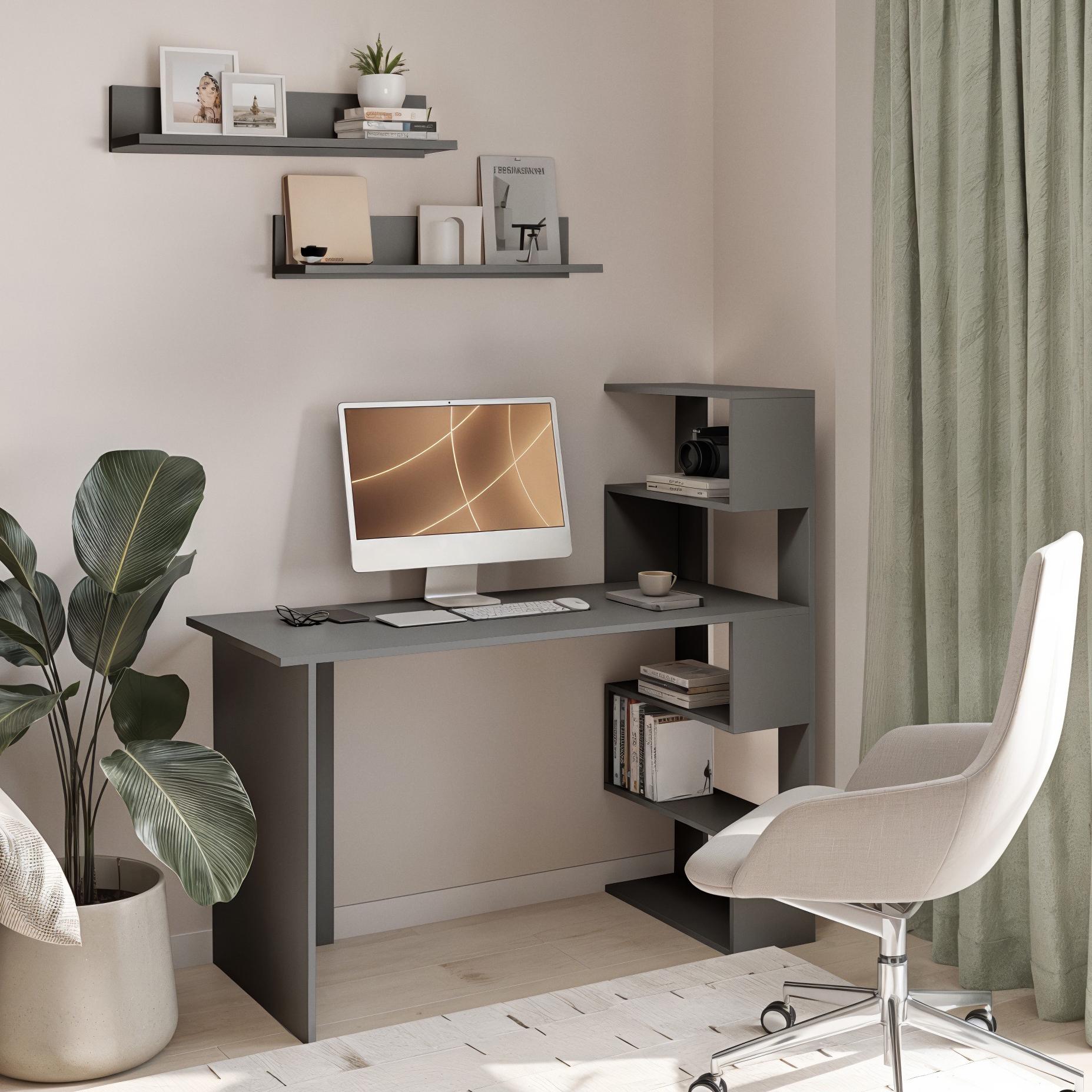 Письмовий стіл Open shelf з полицями 1250х600х750 мм Антрацит - фото 1