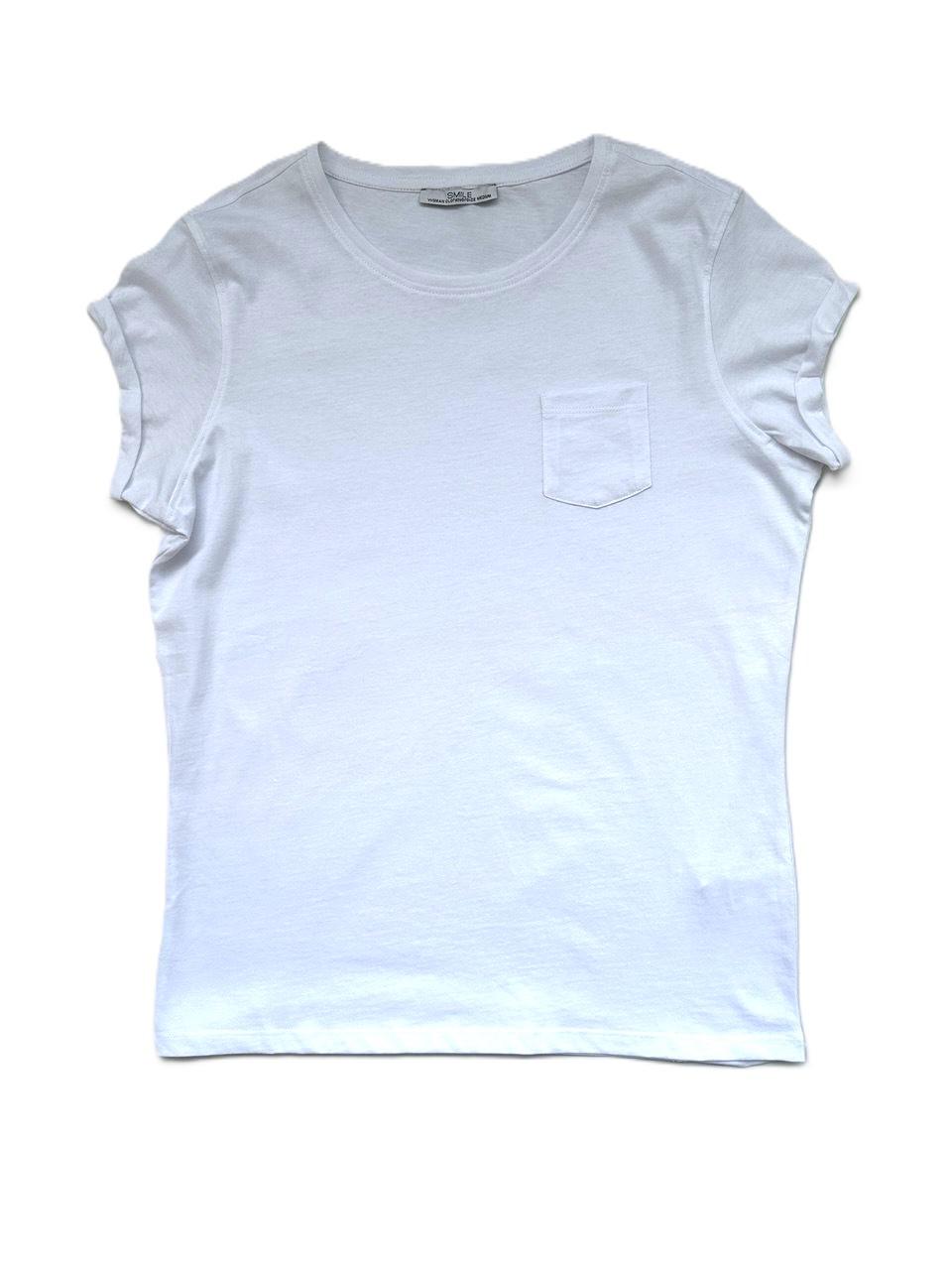 Футболка базова однотонна Smile SSTS-2104-1 з кишенькою L Білий (2618374034)