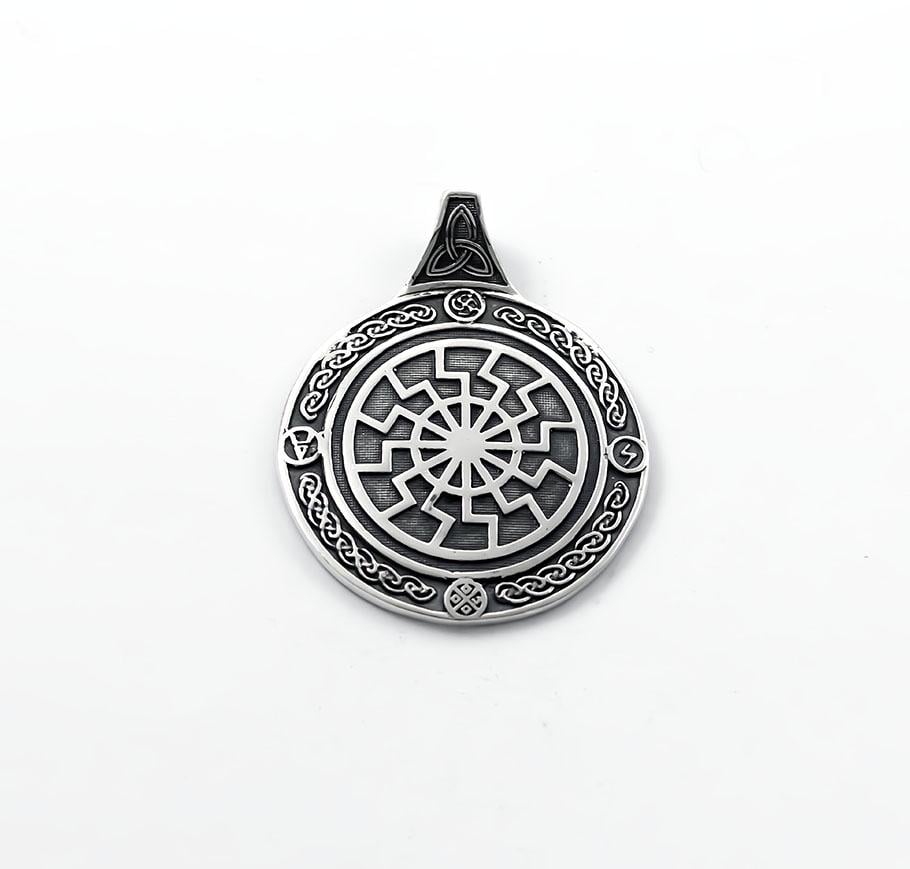 Кулон оберег славянский Maxi Silver 7901 Черное солнце (87901)