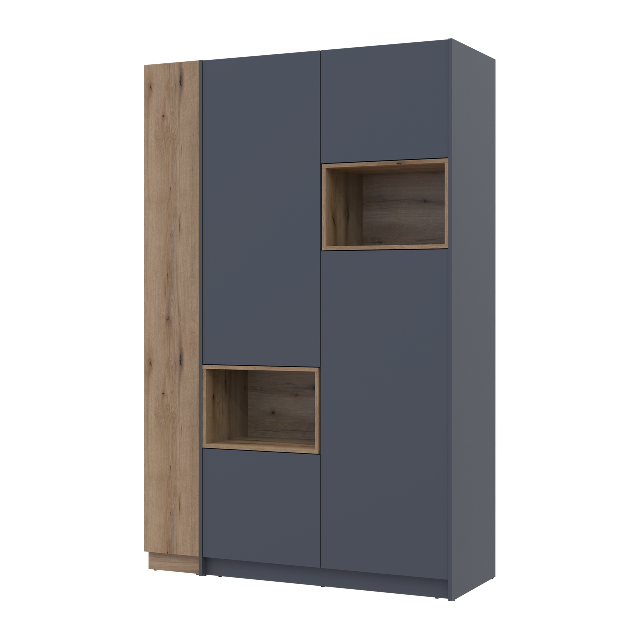 Шкаф для одежды с нишей и этажеркой Doros Дейл 2 ДСП 143,2х52х220 см Графитовый/Дуб Эвок (42005154)