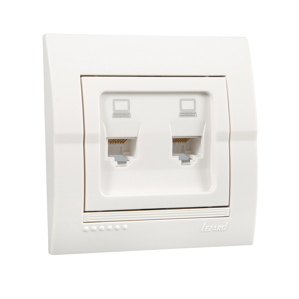 Розетка Lezard Deriy 2-а комп'ютерна Білий