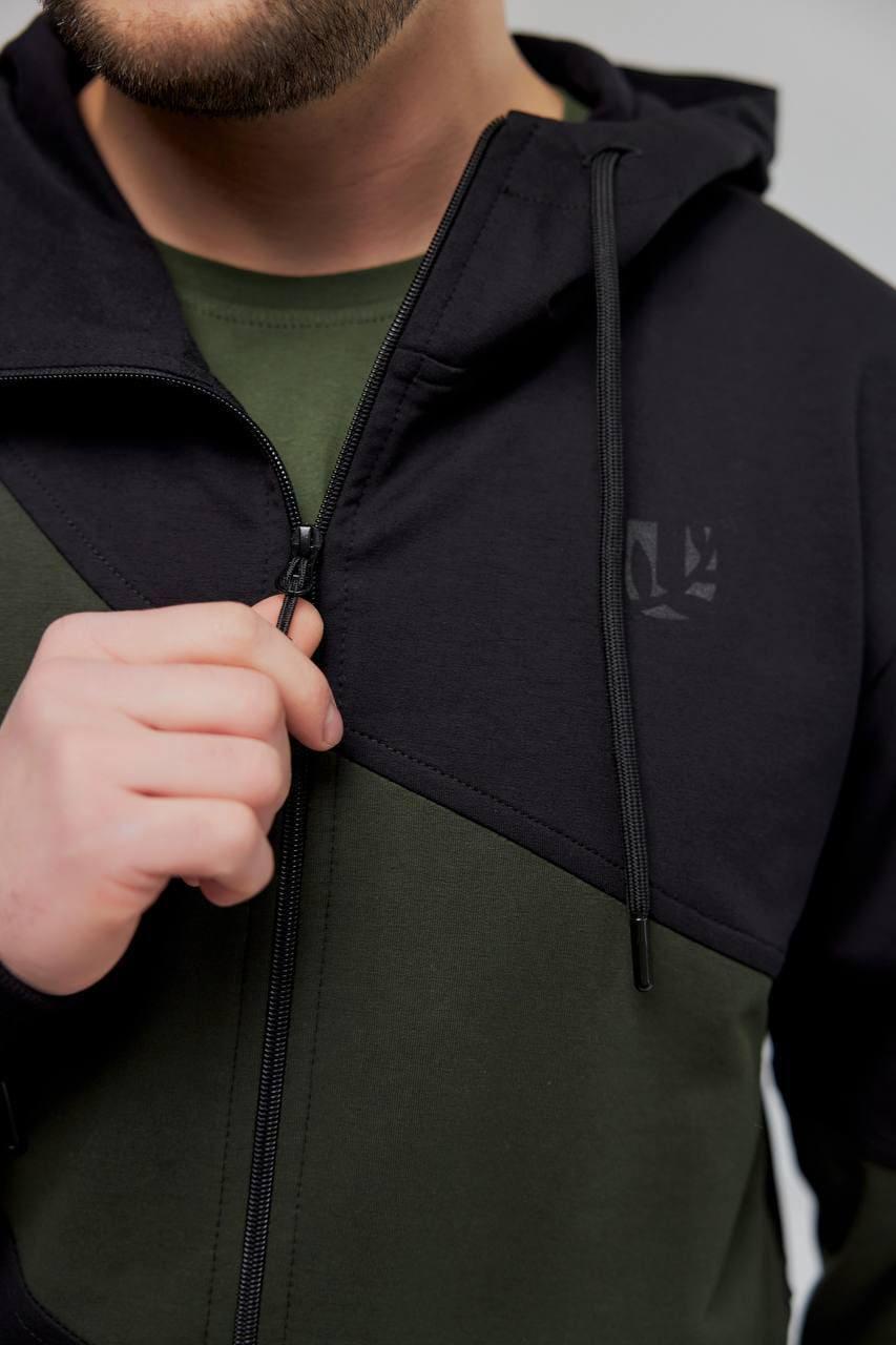 Костюм мужской спортивный M147.2 XL Хаки/Черный (180-1-63) - фото 2 Костюм мужской спортивный M147.2 XL Хаки/Черный (180-1-63) - фото 2