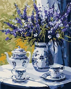 Картина по номерам Ideyka Чаепитие с лавандой 40х50 см (2824808858)