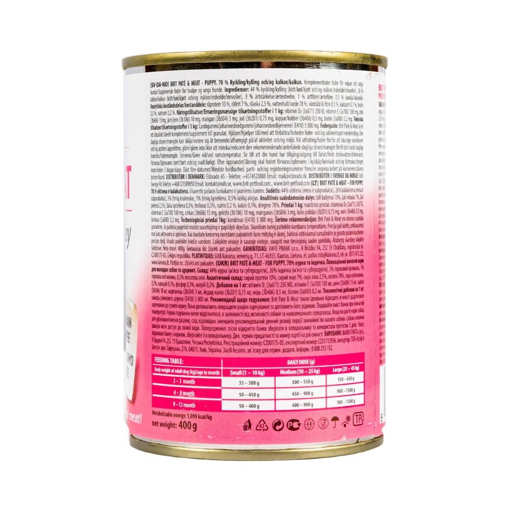 Вологий корм для цуценят Brit Pate & Meat Chicken 400 г курка та індичка - фото 3