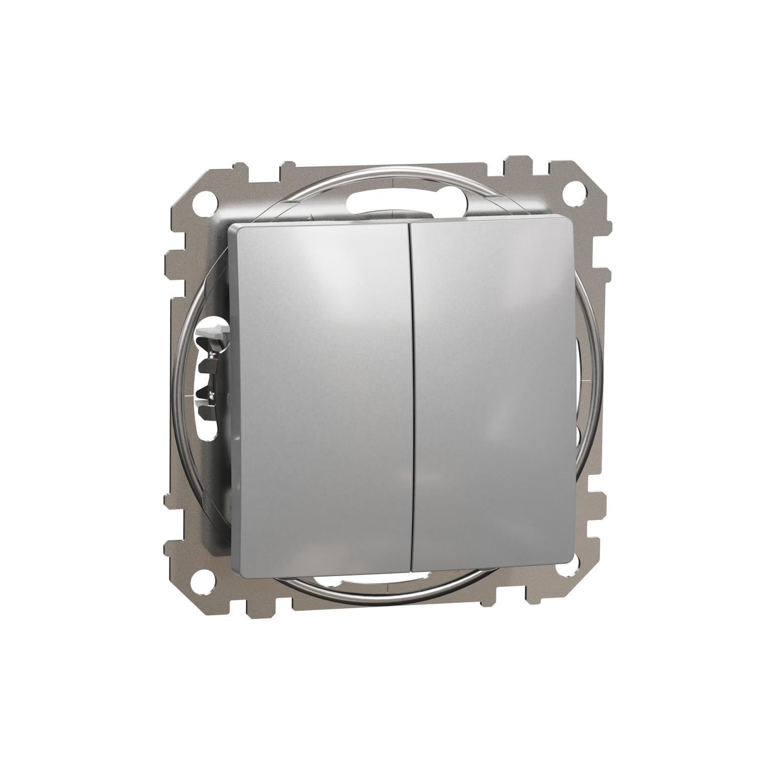 Переключатель двухклавишный Schneider Electric Sedna Design Алюминий (SDD113108)