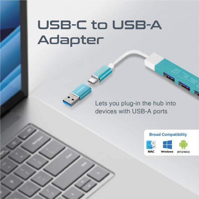 USB-С хаб Promate LiteHub-4 3xUSB 2.0 USB 3.0 Blue - фото 6