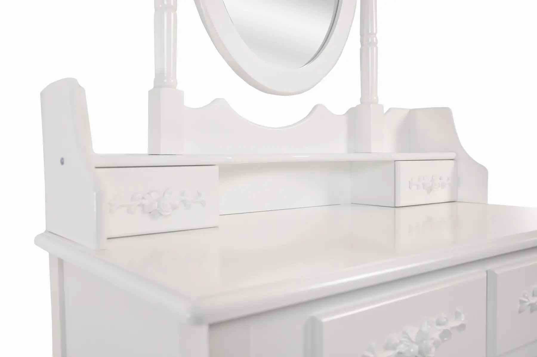 Столик туалетний Bonro В-011 з МДФ з 4 шухлядами та сірою табуреткою 138х71х40 см Білий (124-76-20000014) - фото 4 Столик туалетний Bonro В-011 з МДФ з 4 шухлядами та сірою табуреткою 138х71х40 см Білий (124-76-20000014) - фото 4