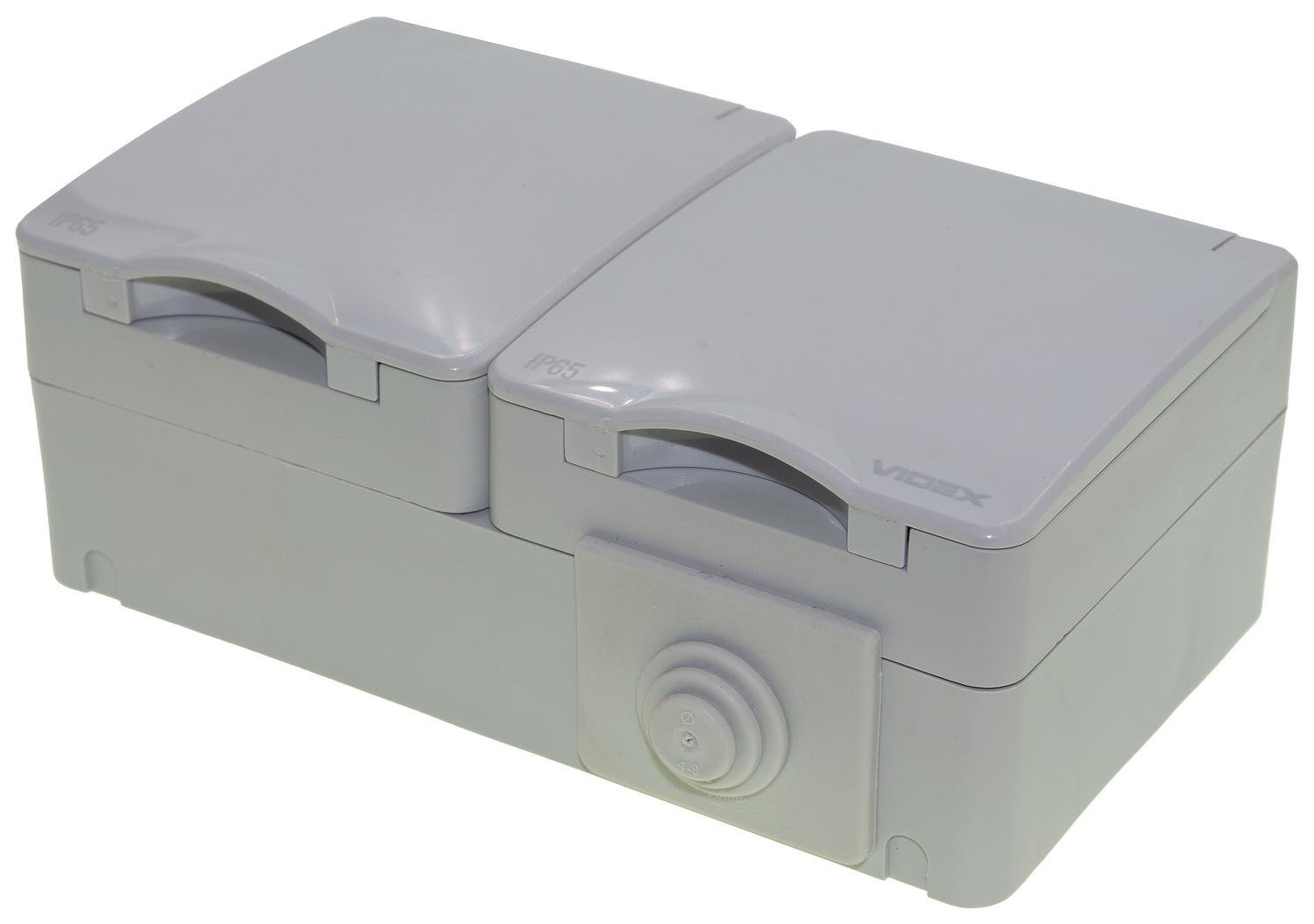 Розетка подвійна Videx Binera VF-BNW22G-G накладна із заземленням IP65 (25186) Розетка подвійна Videx Binera VF-BNW22G-G накладна із заземленням IP65 (25186)