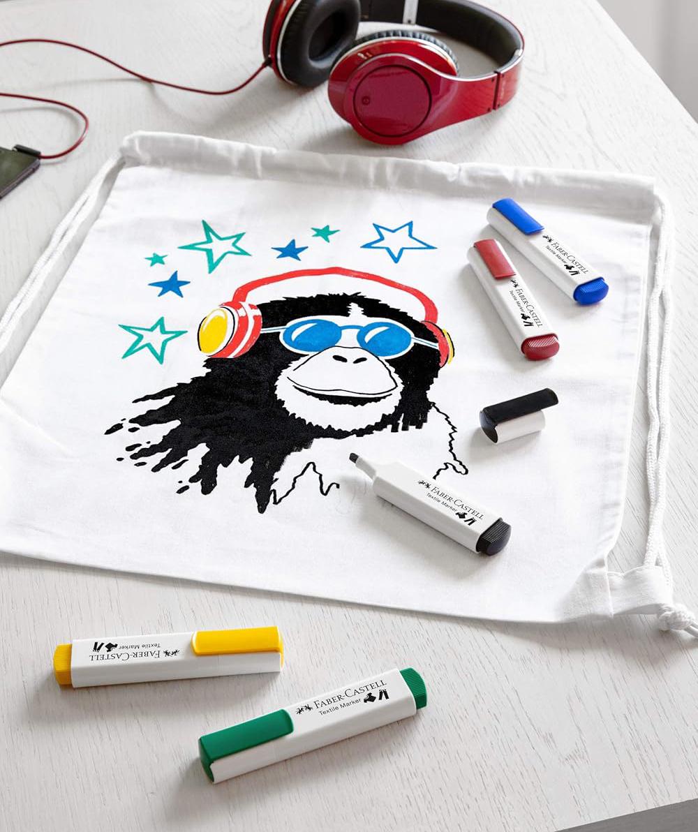 Маркери для тканини Faber-Castell TEXTILE MARKER 5 кольорів (159520) - фото 4 Маркери для тканини Faber-Castell TEXTILE MARKER 5 кольорів (159520) - фото 4