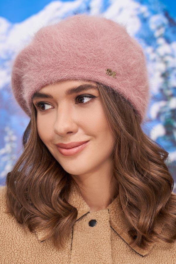 Берет вовняний Braxton Эстель жіночий Темно-пудровий (4977)