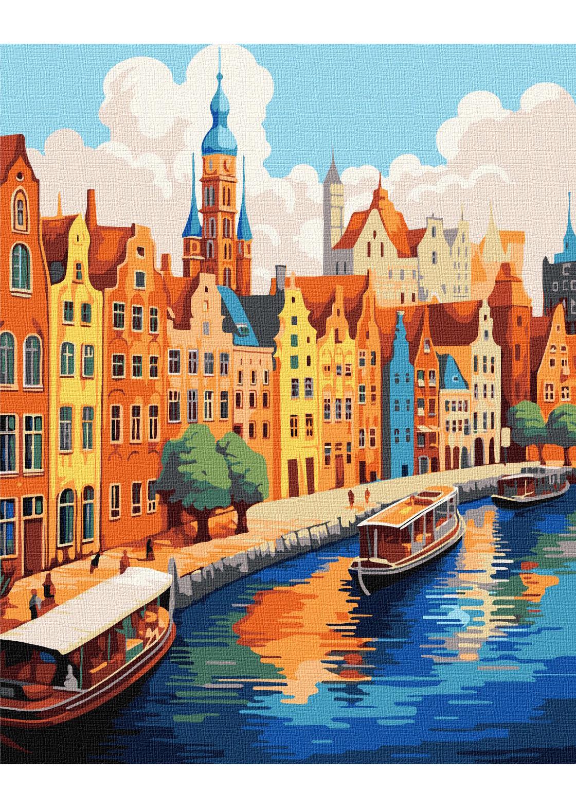 Картина по номерам Идейка Разноцветный городок 40х50 см (KHO3642)