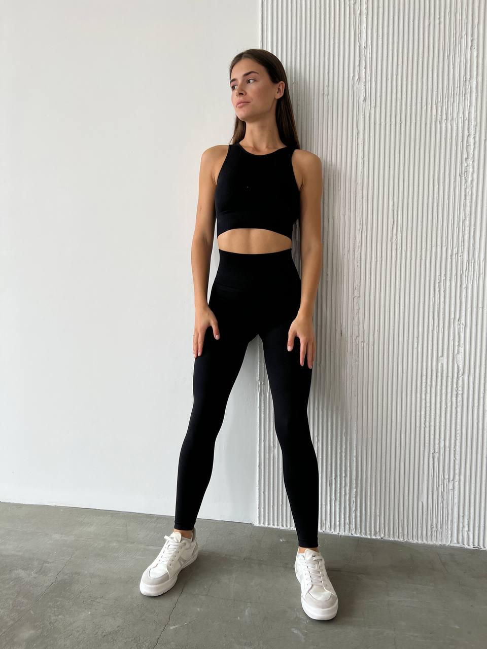 Лосины женские с эффектом утяжки и пуш ап XL Черный (FS1696 XL)