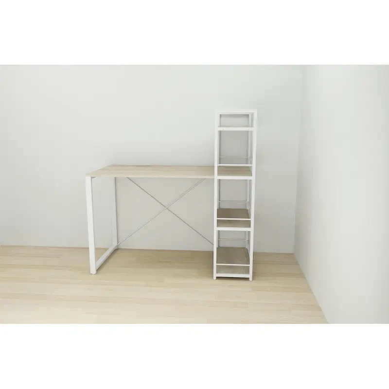 Письмовий стіл Ferrum-decor Konekt з етажеркою метал/ДСП 16 мм Білий/Дуб Сонома (FRD-104227) - фото 4 Письмовий стіл Ferrum-decor Konekt з етажеркою метал/ДСП 16 мм Білий/Дуб Сонома (FRD-104227) - фото 4