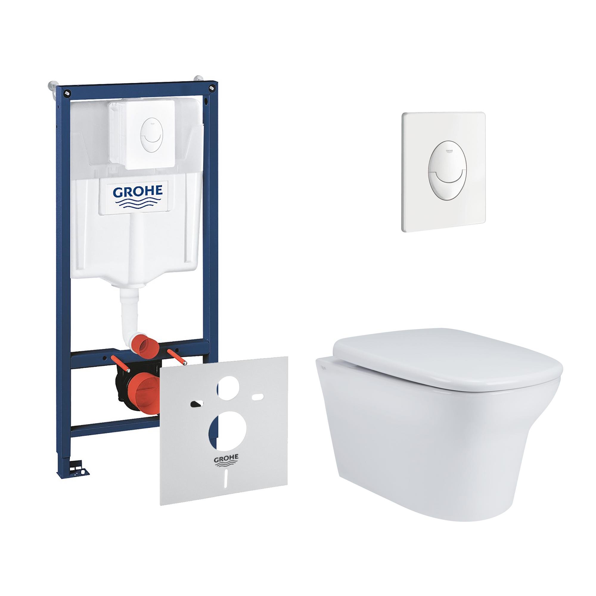 Комплект инсталляции Grohe Rapid SL 38722001QT25332614EW с унитазом кнопка Белый (116275)