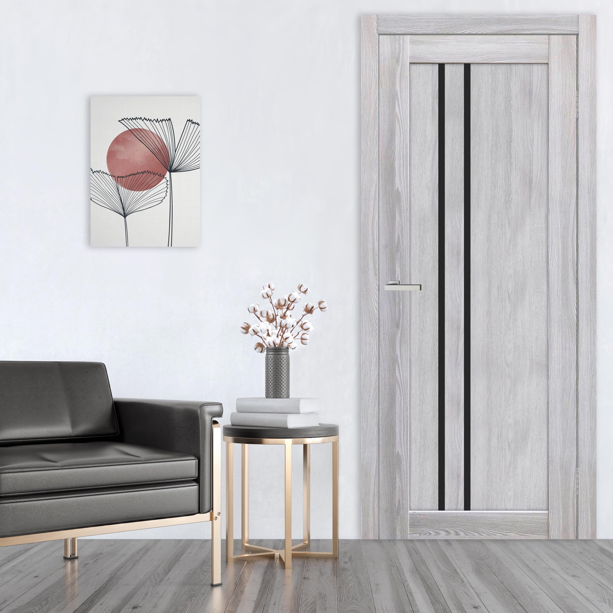 Двери Бельгия стекло черное 2000х600 мм Северный клен (60976)